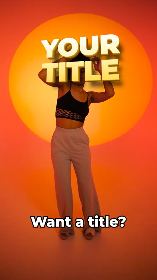 Thick 3D letters with gold sides reading YOUR TITLE, landing in the upper third of the picture.