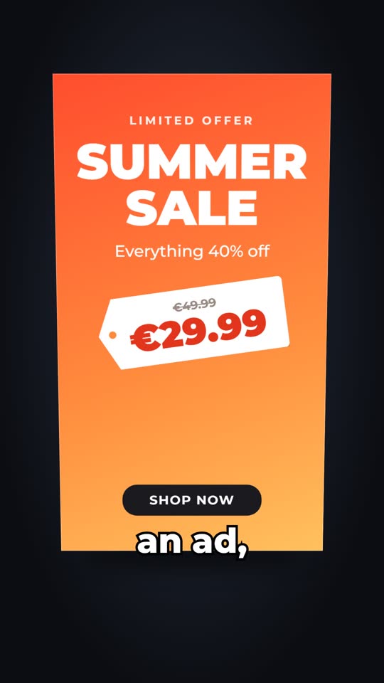 A summer-sale ad card with a price tag of 29.99 euros.