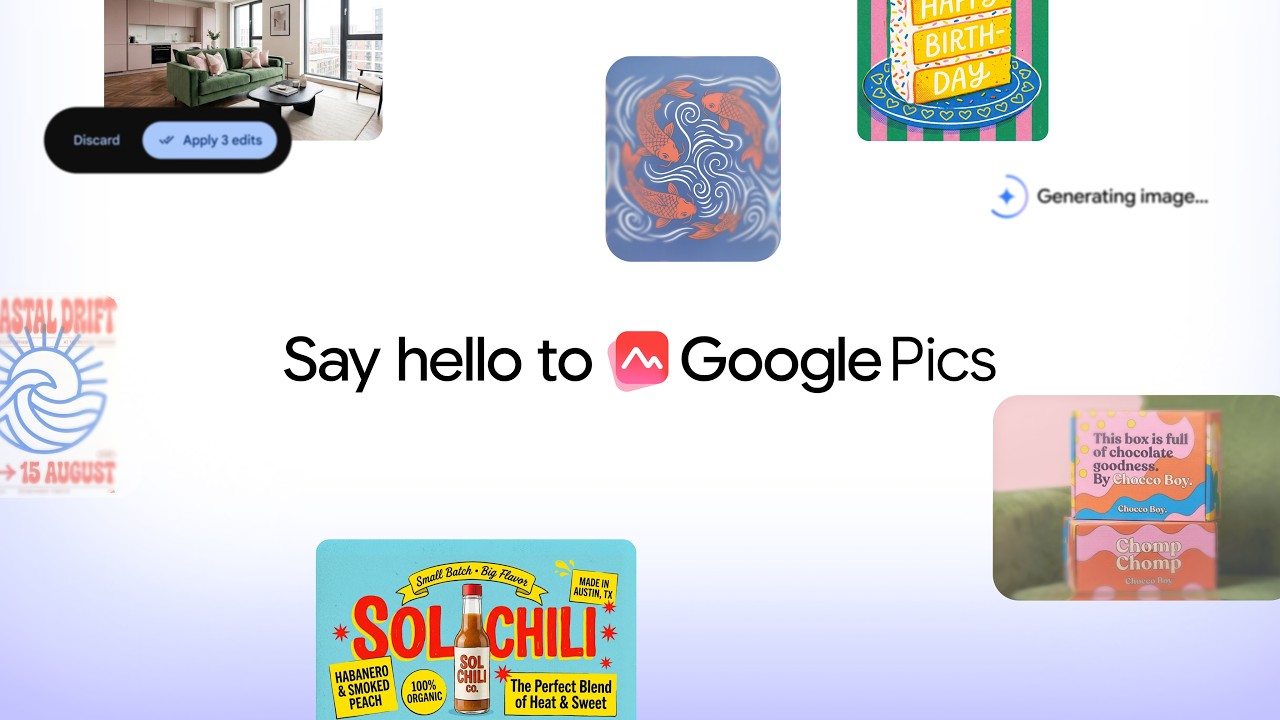 Title card of Google Workspace's launch video for Google Pics.